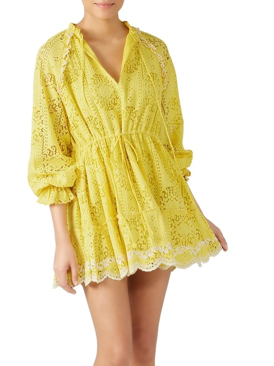 HEMANT & NANDITA Dresses & Skirts - Hemant & Nandita Sol Yellow Lace Mini Dress